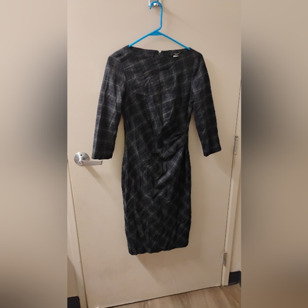 Maxmara Women's Ruched Plaid Wool Blend Sheath Dress Sz 6 US - Picture 1 of 6